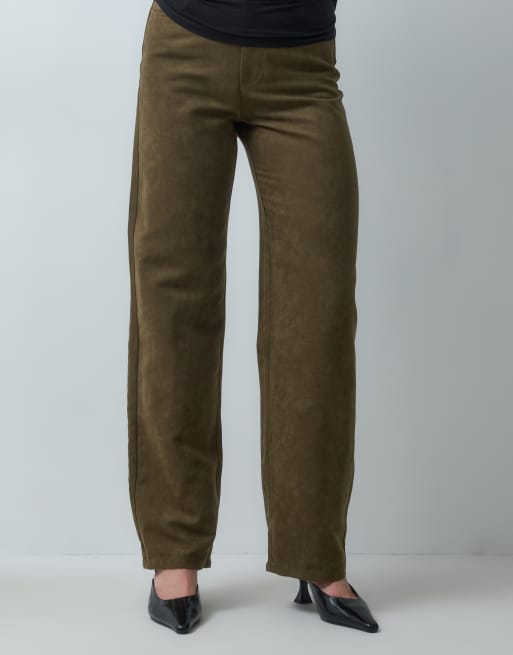JJXX set faux suede trouser in brown, 2 of 5