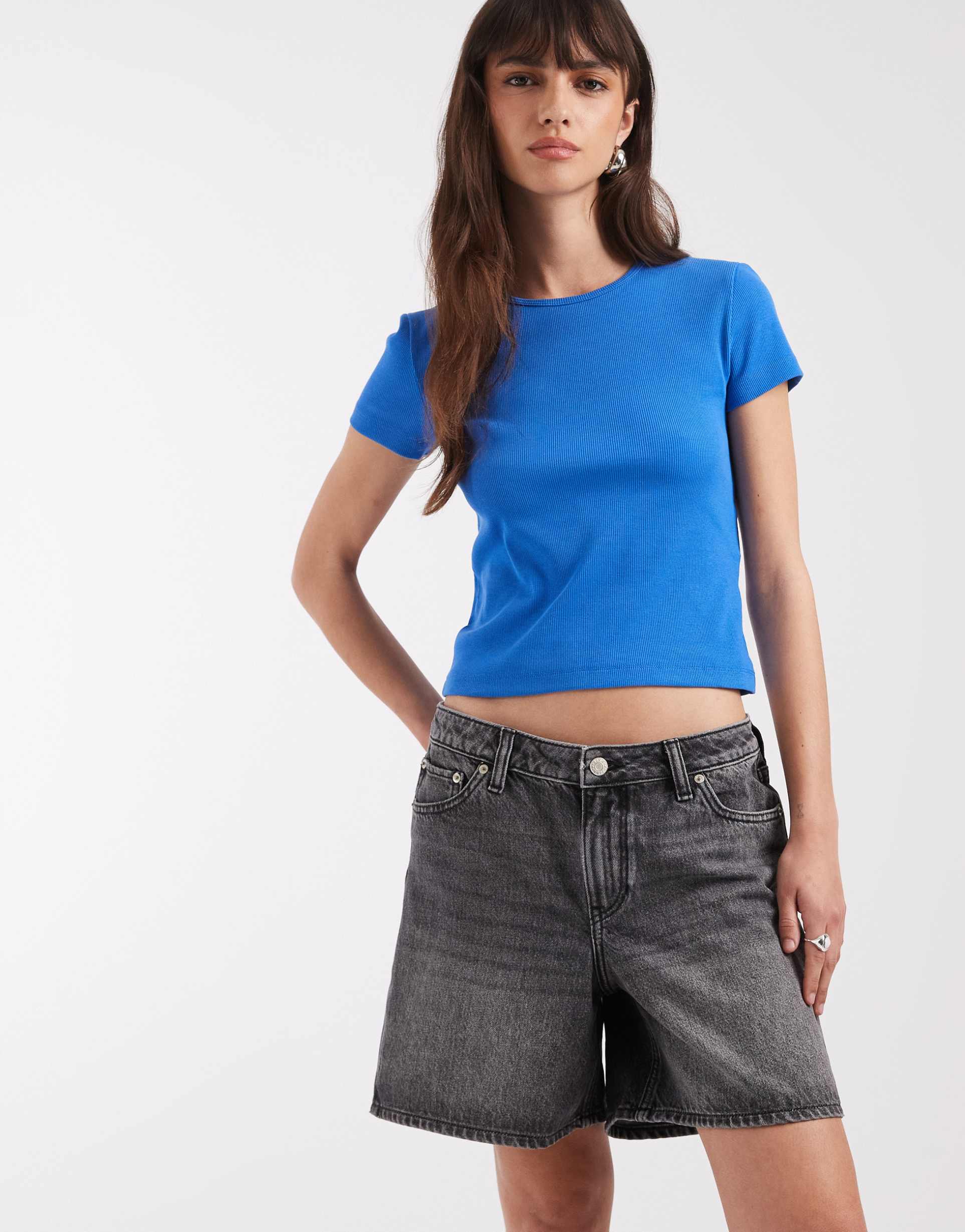 jjxx seville denim shorts in dark gray