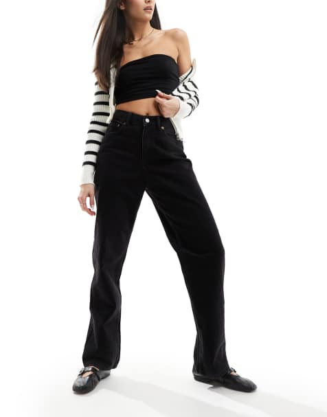 JJXX – Seville – Locker geschnittene Jeans in Schwarz mit mittelhohem Bund - view 1