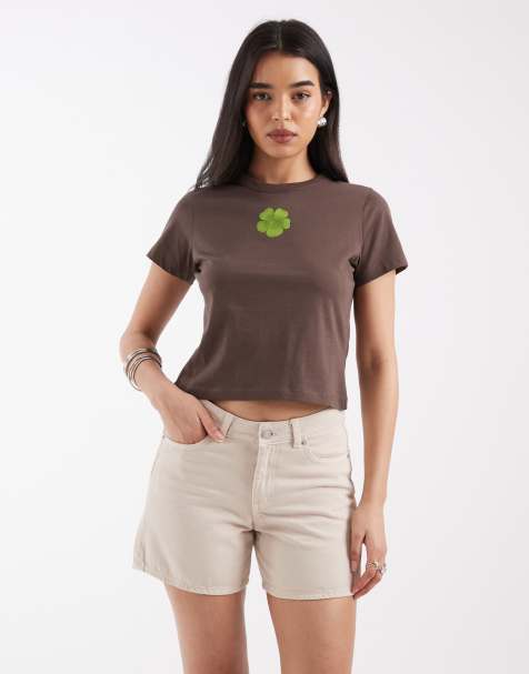 JJXX – Seville – Locker geschnittene Jeansshorts in Beige - view 1