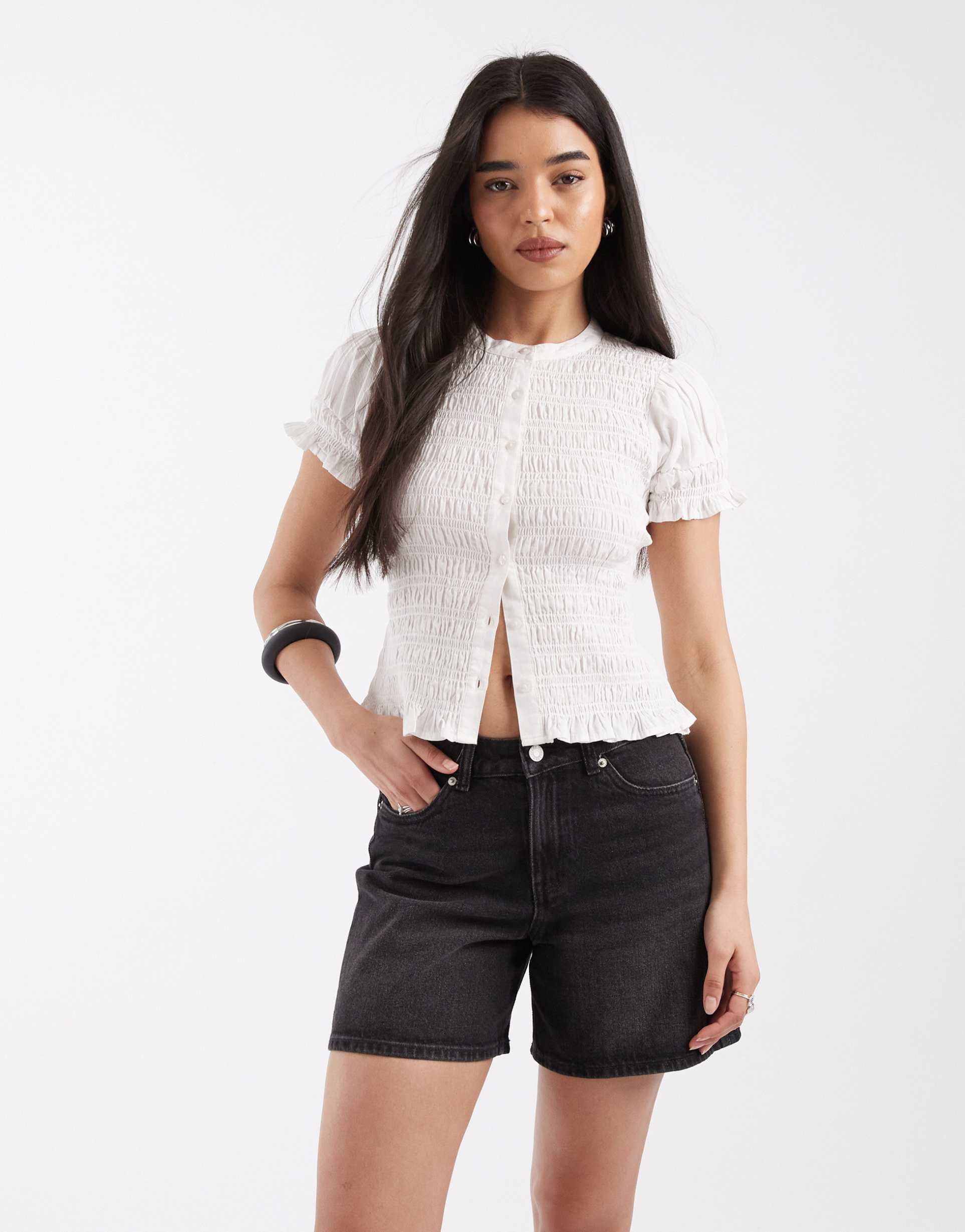 jjxx seville loose denim shorts in washed black