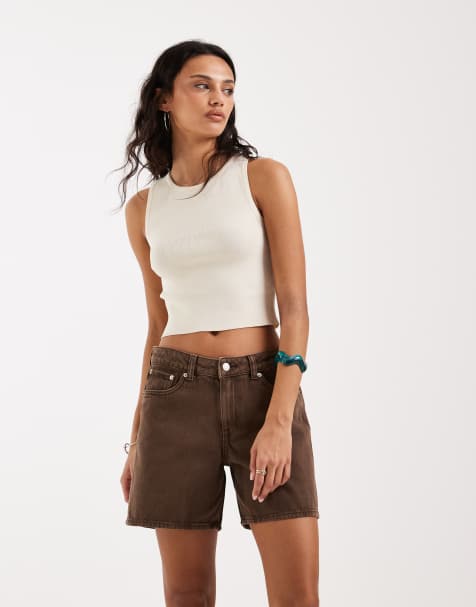JJXX Seville loose denim shorts in washed brown - view 1