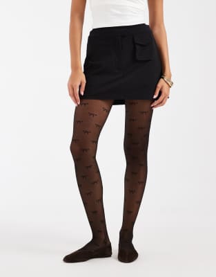 Jjxx Sheer Bow Tights In Black