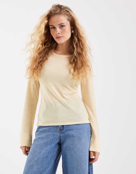 JJXX sheer knit sweater in butter milk - view 1