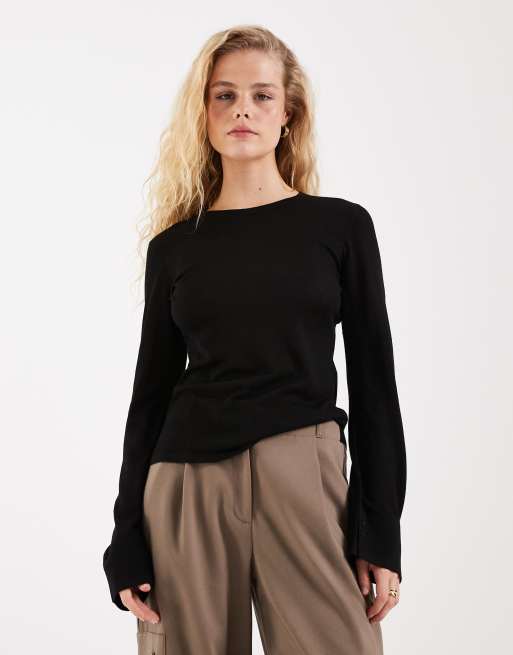 JJXX sheer knitted jumper in black, 2 of 4