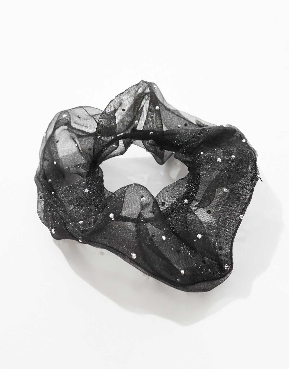 JJXX sheer scrunchie with diamonte in black