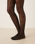 [JJXX] JJXX sheer tights with hearts in black S-M Black
