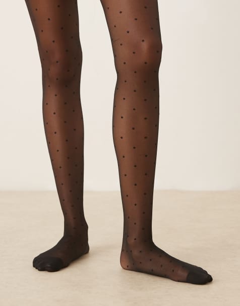 JJXX sheer tights with polka dots in black - view 1