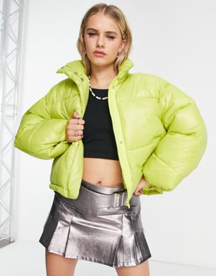 JJXX shiny high neck padded jacket in lime
