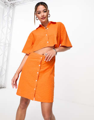 shirt mini dress with cut out detail in bright orange