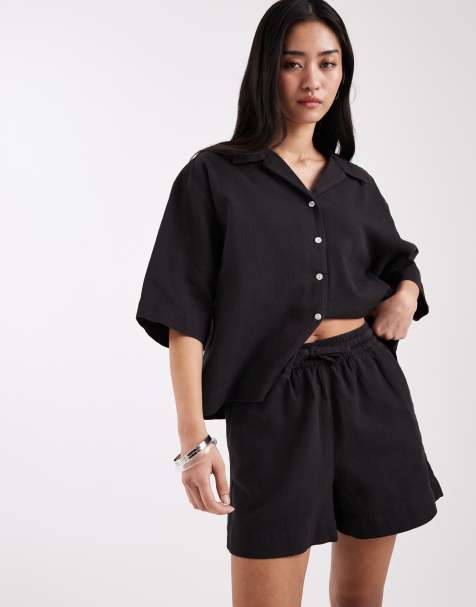 JJXX - Short met wafelstructuur in zwart, deel van co-ord set - view 1