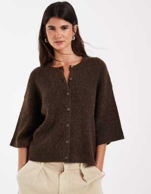 Jjxx Short Sleeve Cardigan In Brown