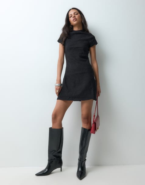 JJXX short sleeve structured dress in black - view 1