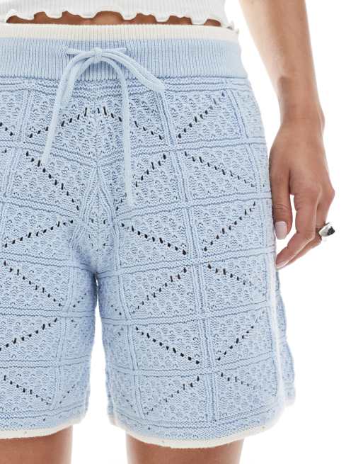 JJXX – Shorts aus Häkelstrick in Blau, Kombiteil, 5 von 5