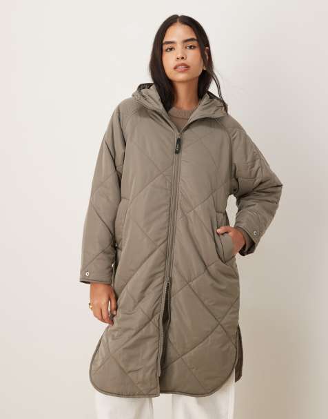 JJXX Sienna quilted hooded jacket in beige