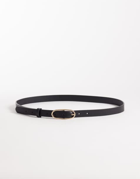 JJXX skinny belt with circle buckle in black - view 1