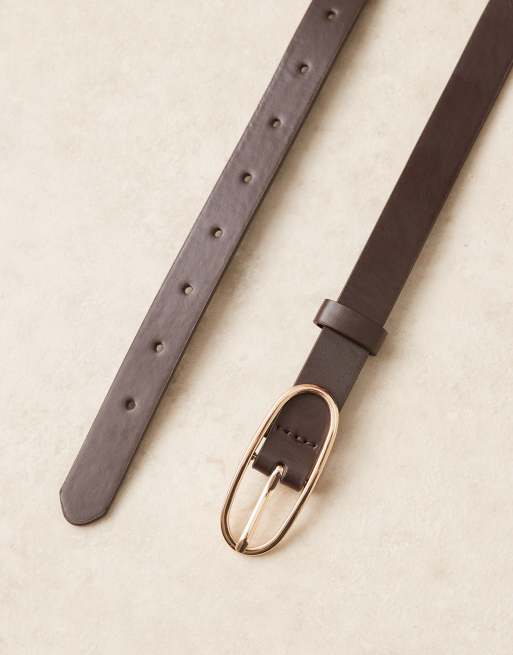 JJXX skinny belt with circle buckle in brown, 2 of 3