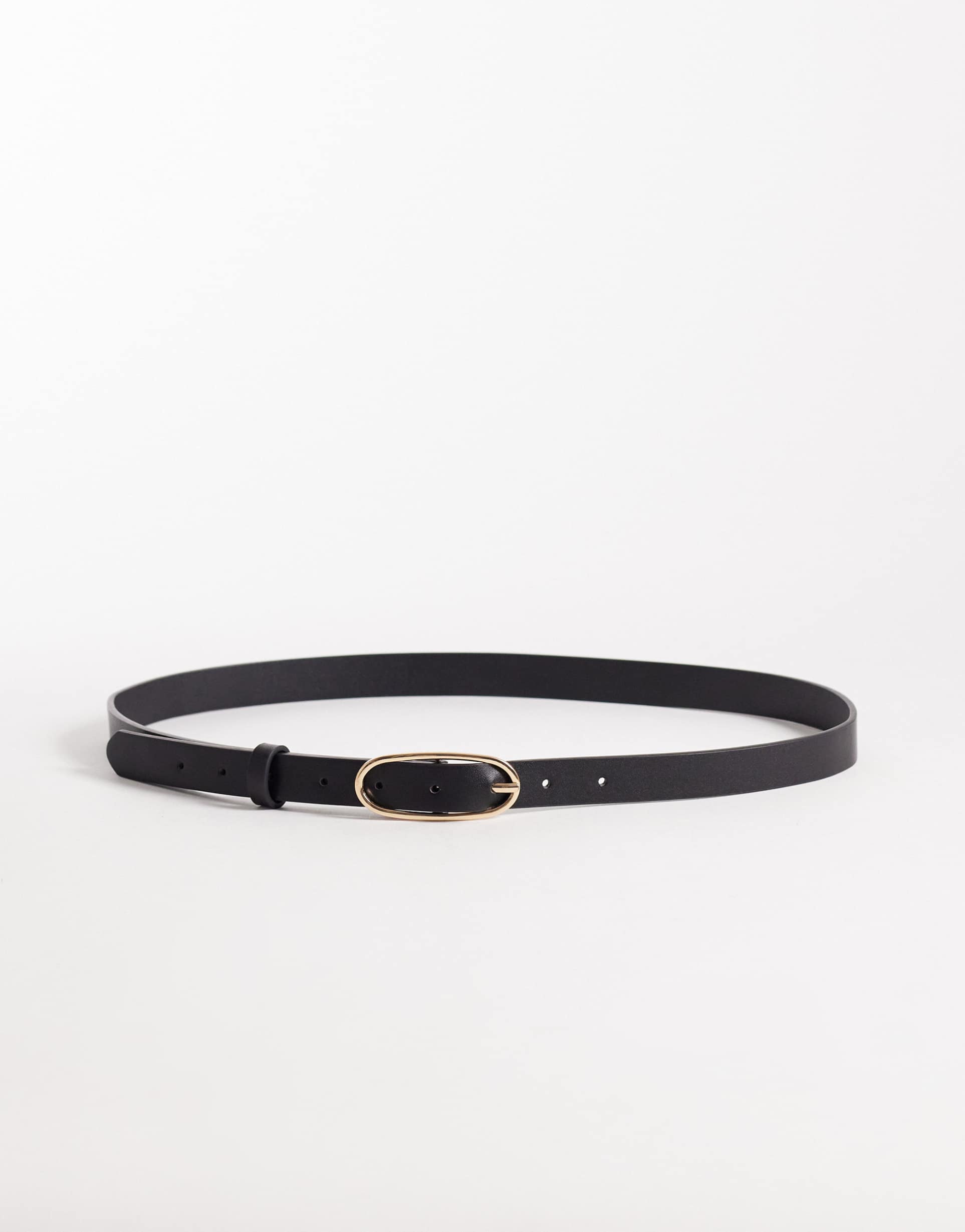 jjxx skinny belt with oval buckle in black