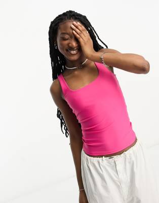 JJXX slinky reversible vest top in bright pink