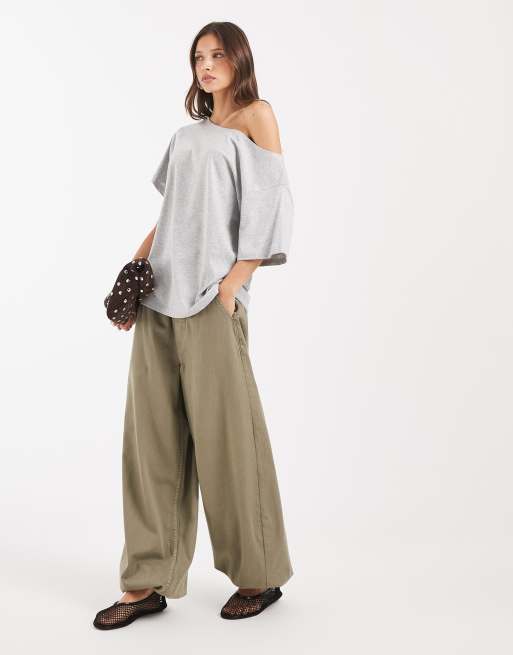 JJXX slouchy off the shoulder t-shirt in gray, 2 of 4