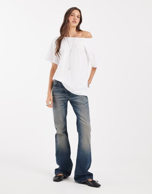 JJXX slouchy off the shoulder t-shirt in white, 3 of 4