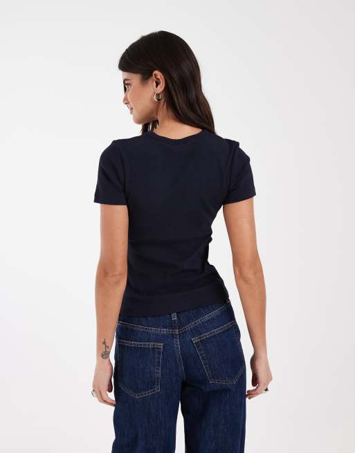 JJXX - Sort ribstrikket T-shirt, 3 af 4