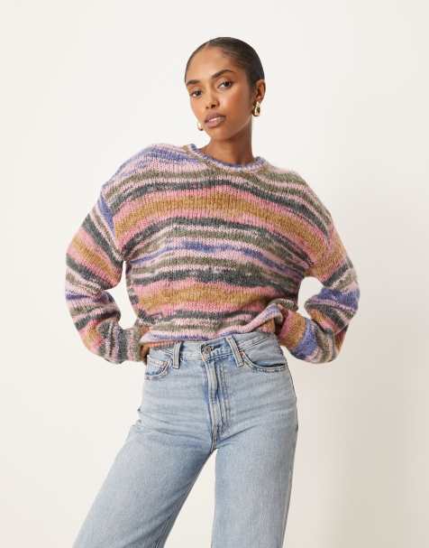 JJXX spacedye knit sweater in light pink multi - view 1