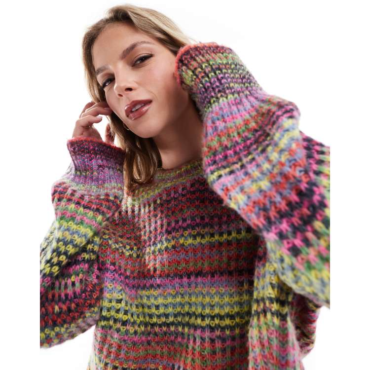 JJXX spacedye knit sweater in multi color | ASOS