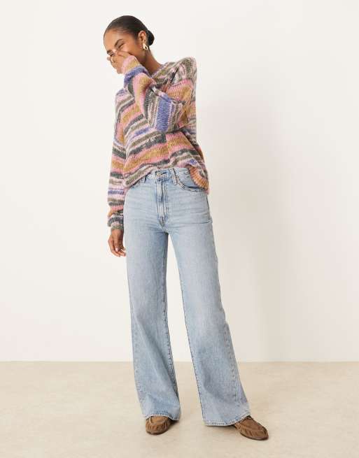 JJXX spacedye knitted jumper in light pink multi | ASOS