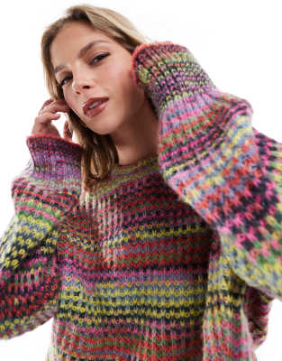 JJXX spacedye knitted jumper in multi colour