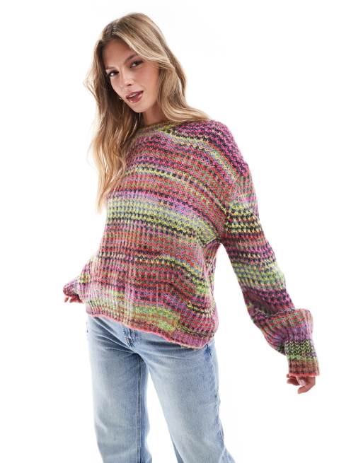 colorful_style୨୧⋆* JJXX spacedye knitted jumper in multi colour | ASOS
