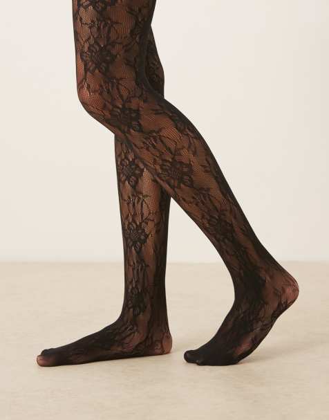 JJXX – Spitzenstrumpfhose in Schwarz - view 1