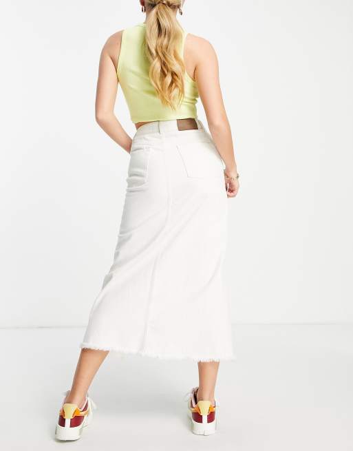 Ecru denim midi skirt sale