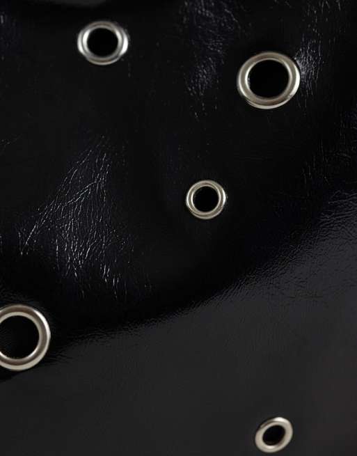 JJXX square eyelet shoulder bag in black, 3 of 4