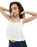 [JJXX] JJXX square neck linen blend top in white 20 Blanc de blanc