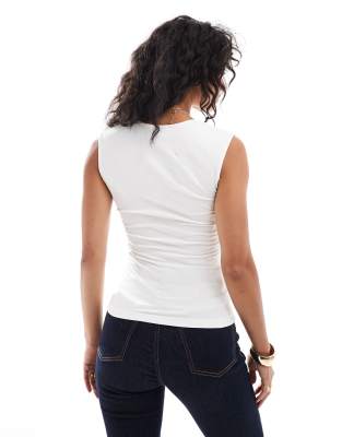 JJXX square neck top in white