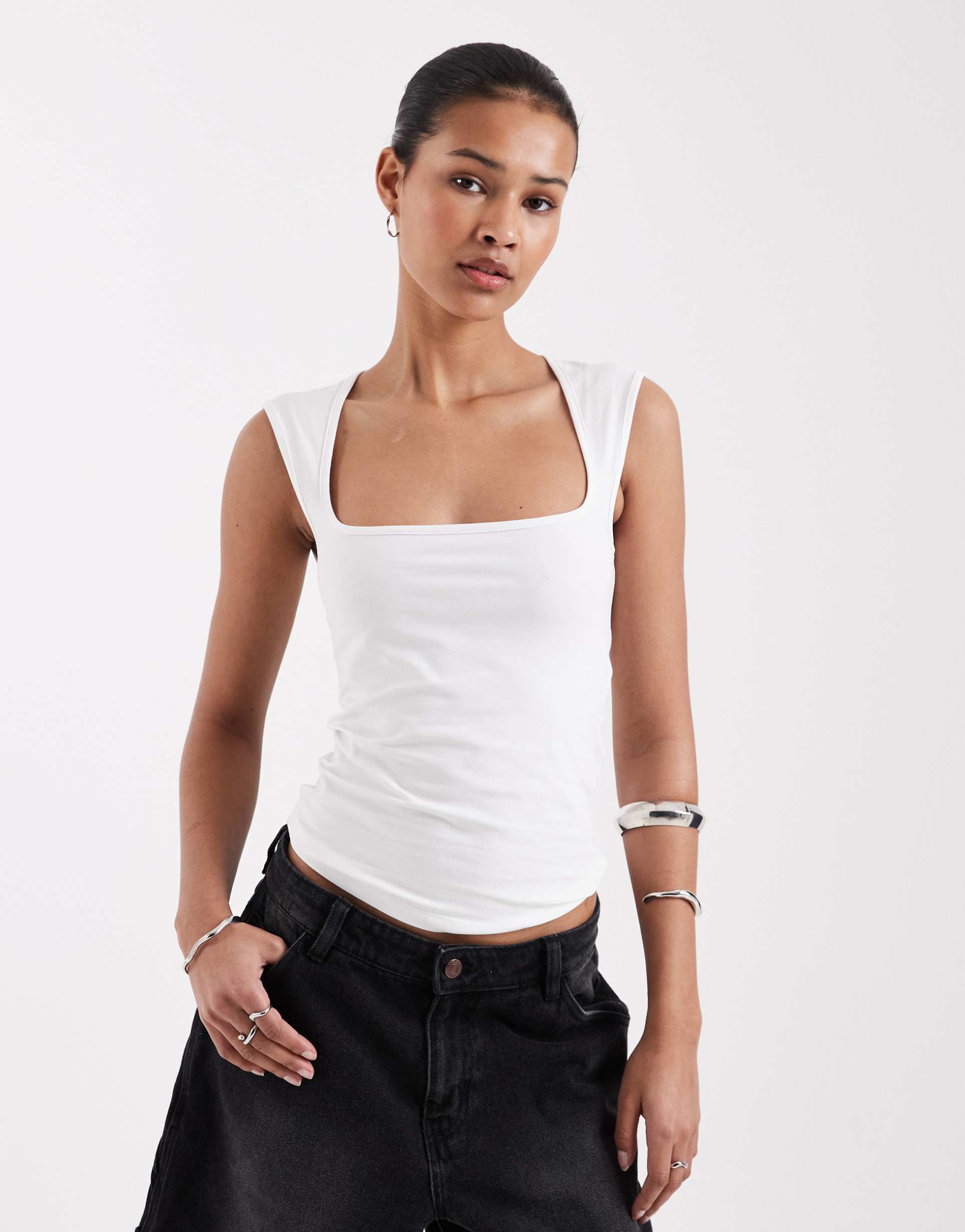 jjxx square neck top in white