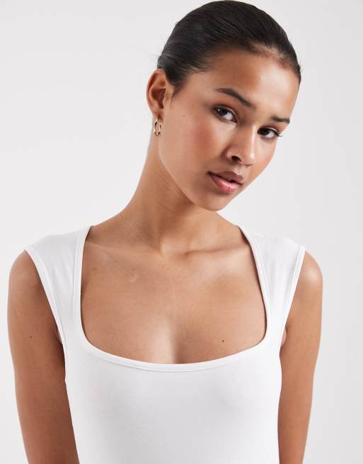 JJXX square neck top in white, 3 of 4