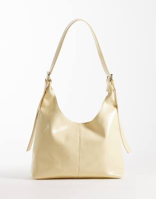 JJXX square patent shoulder bag in butter yellow sunlight 9690₽
