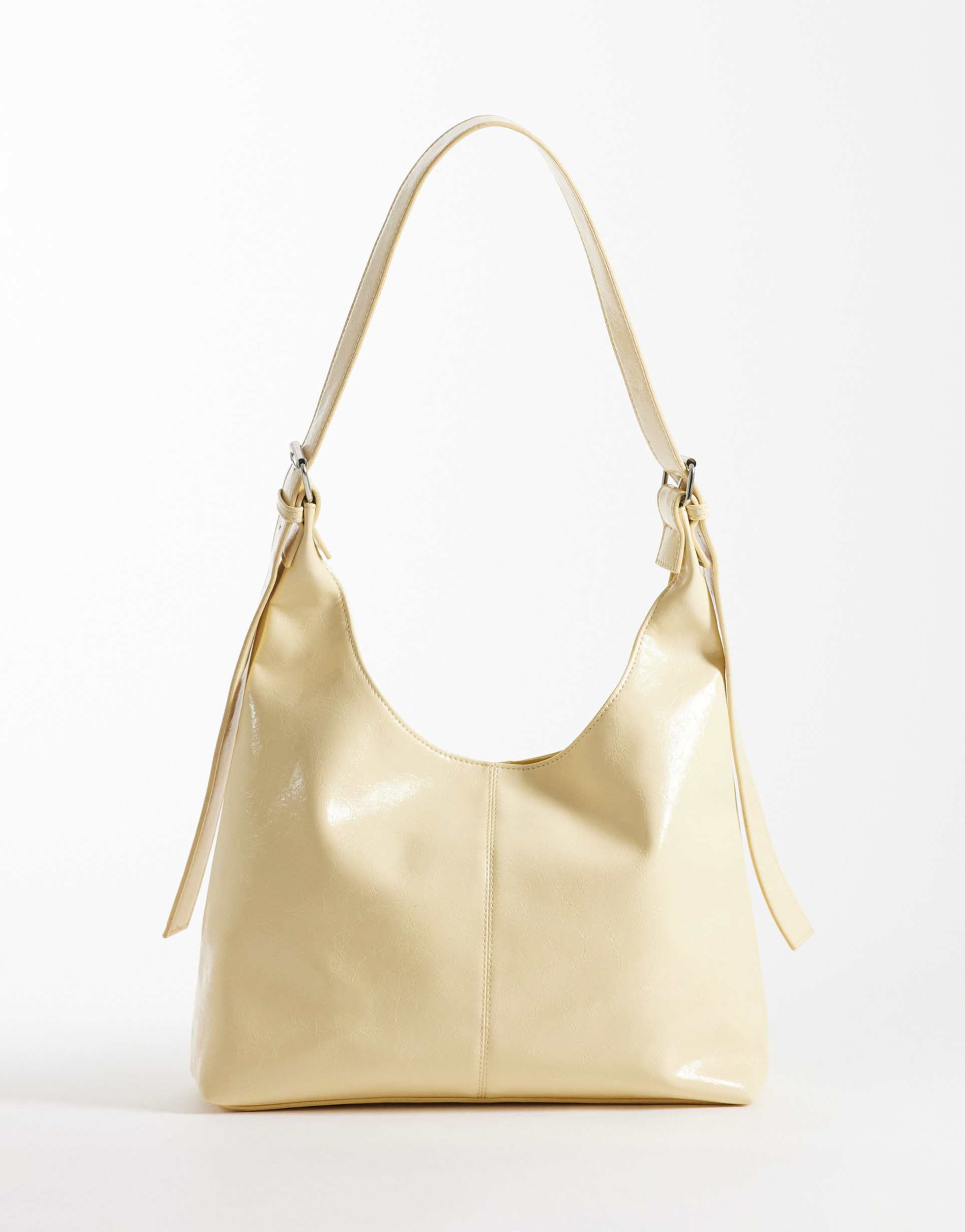 jjxx square patent shoulder bag in butter yellow