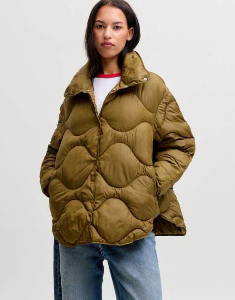 JJXX Stella lightweight short quilted jacket in brown - view 1