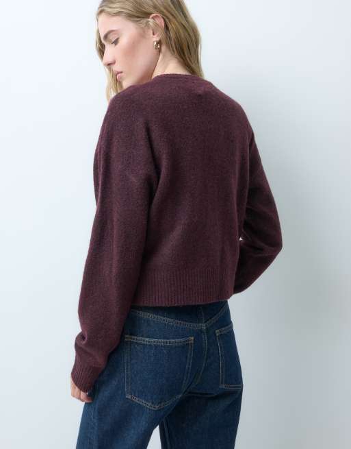 JJXX stickad kofta i burgundy, 2 av 4