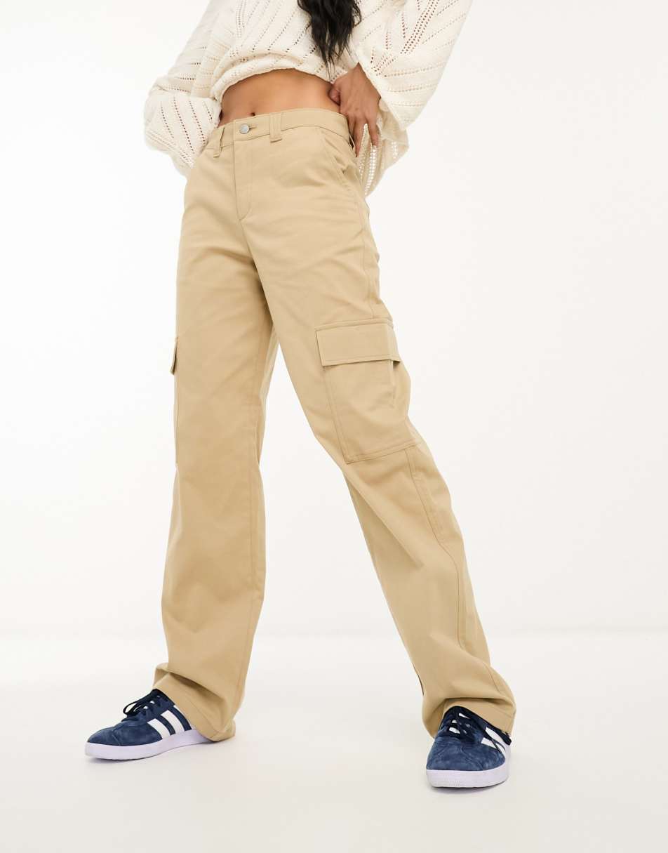 Beige Straight Leg Cargo Trouser