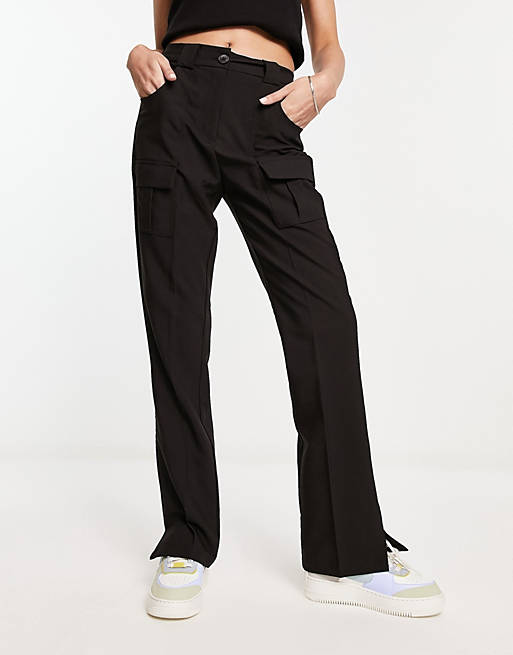 JJXX straight leg cargo trousers in black | ASOS