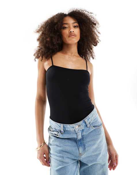 JJXX strappy square body top in black - view 1