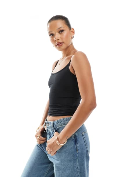 JJXX strappy tank top in black - view 1