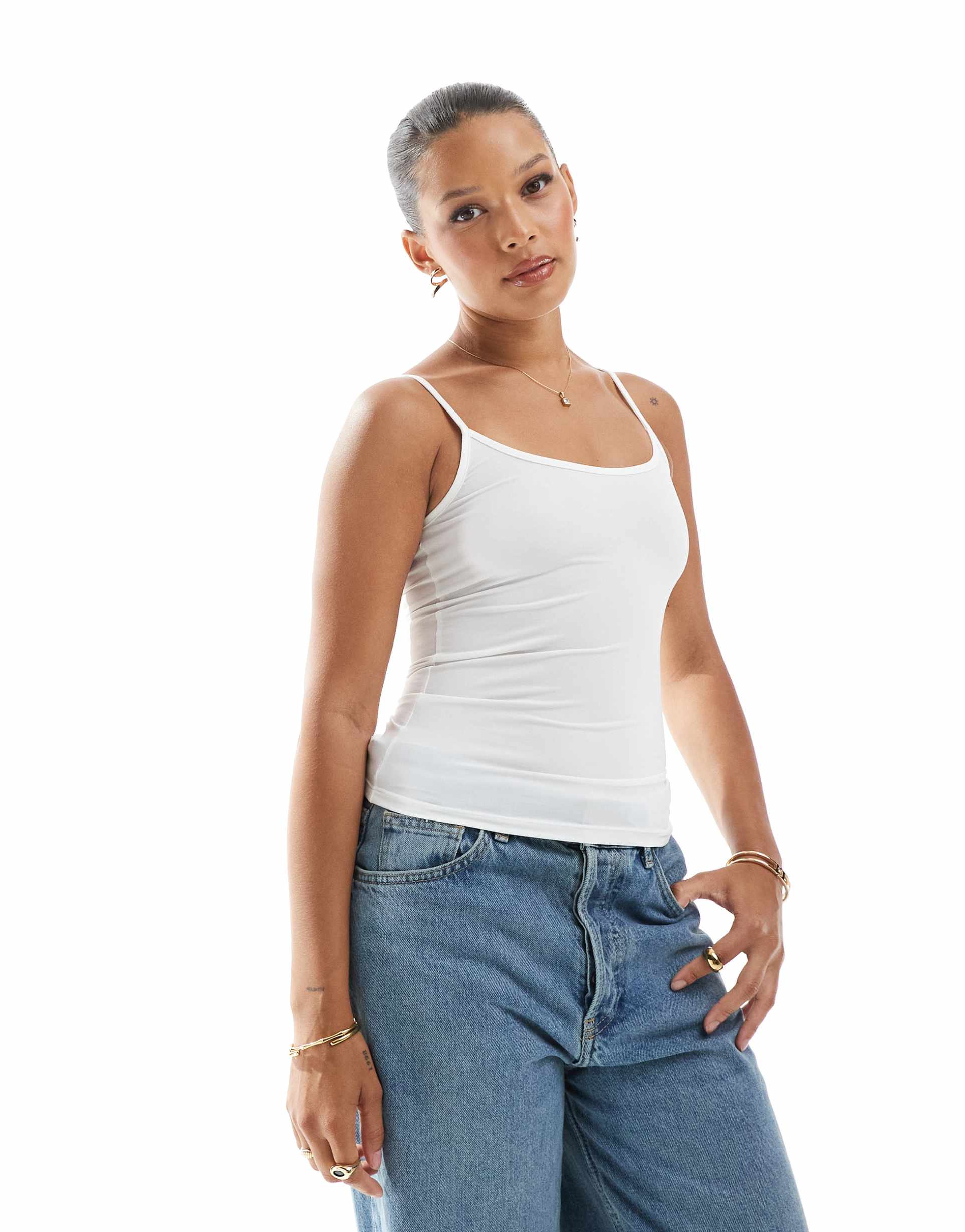 jjxx strappy tank top in white