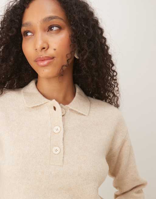 JJXX – Strick-Polopullover aus Wollmischung in Creme, 4 von 4