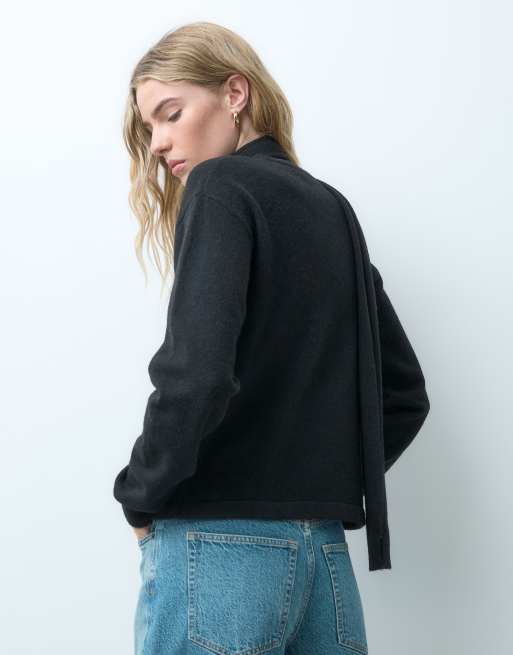 JJXX Strickjacke mit Schal in Schwarz, 4 von 4