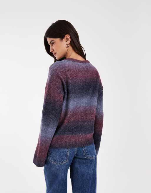 JJXX Strickpullover in Blau-Burgunderrot mit Farbverlauf, 4 von 4